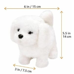 Interactive Plush Dog Toy, White, Sound Activated Barking, Walking and Tail Wagging, Battery Operated (White Dog)