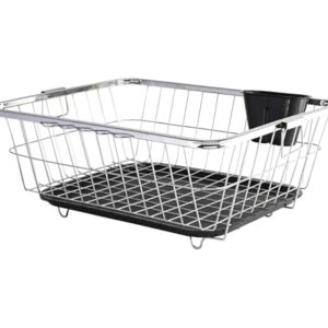 Kuber Industries Stainless Steel Dish Rack for Kitchen Vessels Organizer Stands with Handle