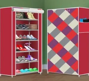 SHOEVAULT 23 NUMBER DIAMOND WALL PVC Collapsible Wardrobe Finish Color - MEHROON, DIY