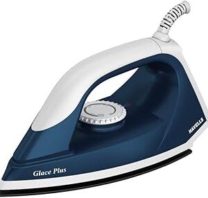 Havells Glace Plus 1000 Watts Dry Iron Press| 2X Non Stick Greblon Coating from Germany| 2X ISI Certified Safety & Performance| Fire Retardant Body| 2 Years Door Step Warranty by Havells (Blue)