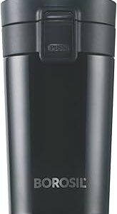 Borosil Hydra Coffeemate 260 ml Stainless Steel Travel Mug | Double Wall Vacuum Insulated, Black | 8 Hrs Hot & 14 Hours Cold | Ideal for Personal & Corporate Gifting