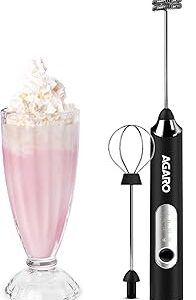 AGARO Royal Milk, 3‑Speed Electric for Coffee with Whisk and, Mixer, Stand‑up Design, for Cream (Whisk Milk), Rechargeable, Stainless Steel