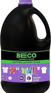 Beco Natural Liquid Detergent Front Load - 5L Bottle| Tough Stain Removal | Lavender & Vanilla Freshness | Retains Brightness & Shine | Chemical Free | Front Load Washing Machine Liquid