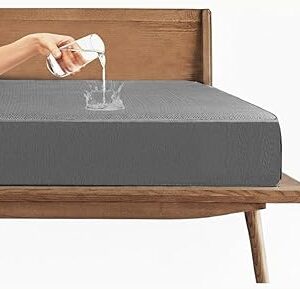 Trance 100% Waterproof Premium Cotton Feel Mattress Protector King Size 78x72 Inches | Breathable and Hypoallergenic Ultra Soft Fitted Bed Protector Cover (78"x72" King, Grey)