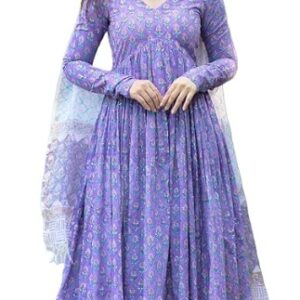 Nermosa Women Printed Anarkali Kurta and Pant Set with Dupatta