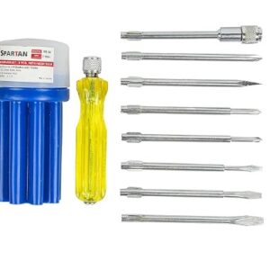 SPARTAN BS-02 8-in-1 Pc Screw Driver Kit With 3 Flat Blades, 3 Phillips Head, 1 Round Poker Bar, Extension Rod