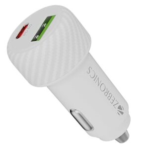 Zebronics 48W Car Charger with Dual Output - Type-C (30W) & USB (18W) PPS Tech Rapid Charging LED Indicator