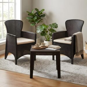 Nilkamal Breeze 2 Seater Balcony Sofa set with Square Center Table with Toughened Glass Indoor & Outdoor Furniture