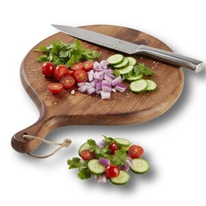 THEHEARTWILL® Premium Round Mango Wood Chopping Board Multipurpose Wooden Cutting Board for Kitchen