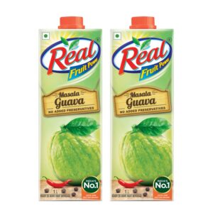 DABUR Real Masala Guava Fruit Juice-1L (Pack Of 2) No Added Preservatives No Artificial Colours and Artificial Flavours