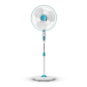 Havells Gatik Pro 400mm Pedestal Fan 120 Ribs Guard for Safety Smooth Oscillation Heavy Base ISI Marked with 2 Year Warranty Blue Colour