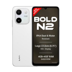 Lava Bold N2 (Siachen White, 4 GB RAM, 64 GB Storage) 13MP AI Dual Rear Camera Largest 6.75 HD+ Display 5000 mAh Battery & 10W Charging