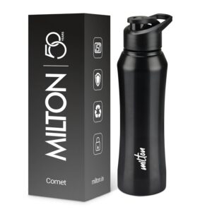 MILTON Comet 1000 Stainless Steel Water Bottle 1000 ml Single Walled ISI Certified I Leak Proof Lid